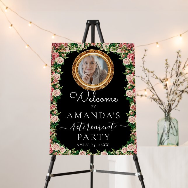 Elegant Bouquet Floral Photo Retirement Welcome Fo Foam Board (In Situ (Stand))