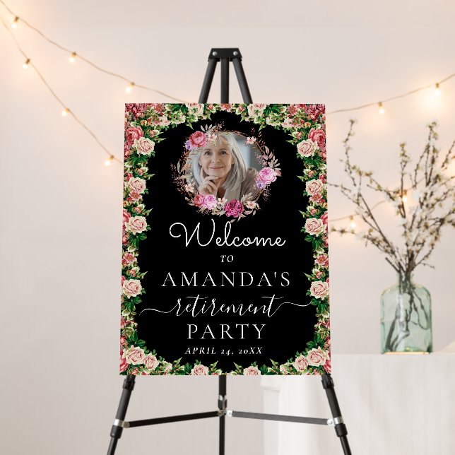 Elegant Bouquet Floral Photo Retirement Welcome Foam Board (In Situ (Stand))