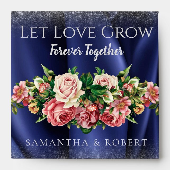 Elegant Bouquet Glitter Wedding Favor Flower Seeds Envelope (Front)