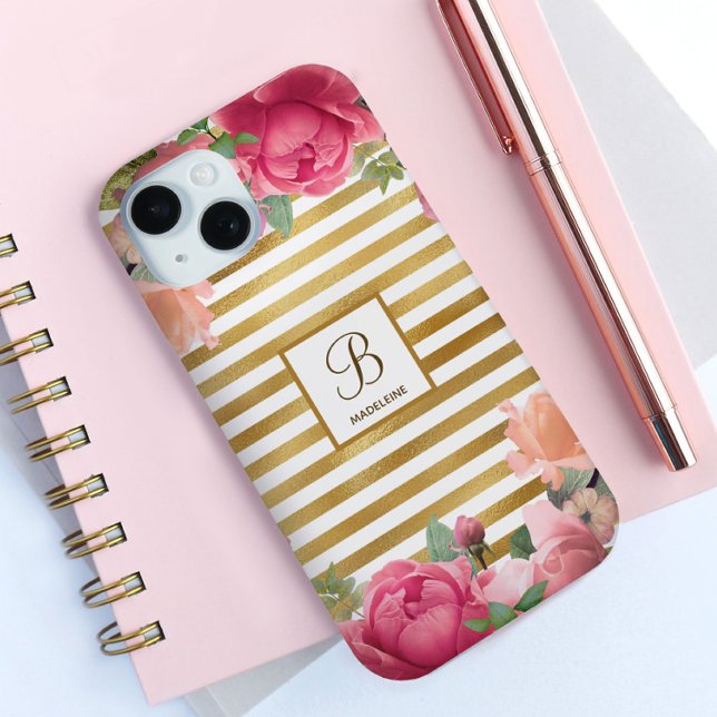 Elegant Bouquet Monogram Girl Case-Mate iPhone Case (Creator Uploaded)