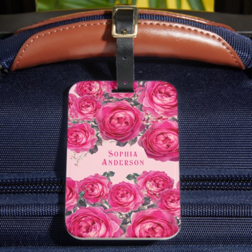 Elegant Bouquet of Roses Personalized   Luggage Tag