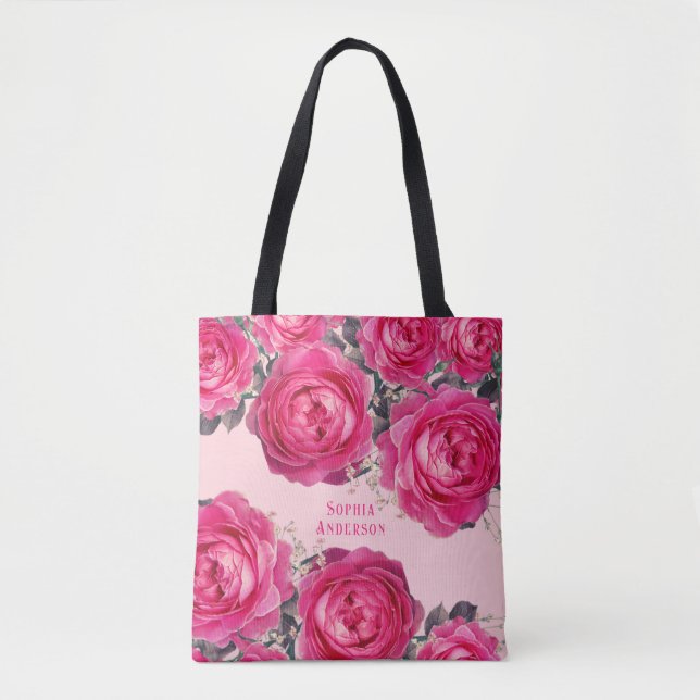 Elegant Bouquet of Roses Personalized Tote Bag (Front)