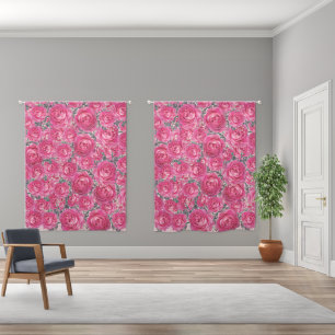 Elegant Bouquet of Roses  Sheer Curtains
