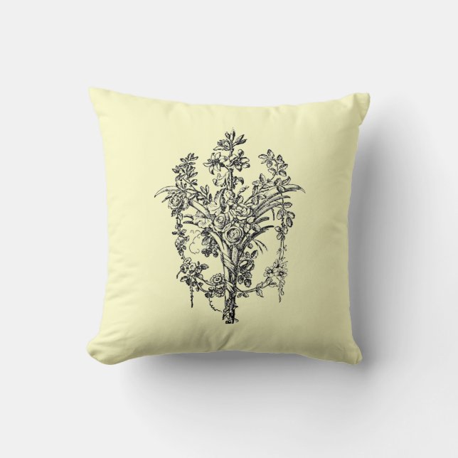Elegant Bouquet Throw Pillow (Front)