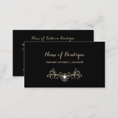 Elegant Boutique Black and Gold Diamond Sparkles Business Card (Front/Back)