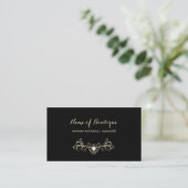 Elegant Boutique Black and Gold Diamond Sparkles Business Card (Standing Front)