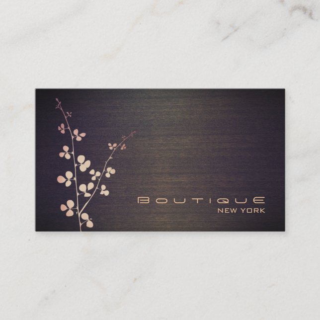 Elegant Boutique Wood Grain Texture Look Business Card (Front)