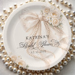 Elegant Bow and Pearl Pastel Bridal Shower Paper Plates<br><div class="desc">Elegant Bow and Pearl Pastel Bridal Shower Paper Plates. Matching items available.</div>