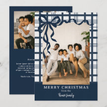 Elegant Bow and Plaid Personalized Photo Christmas