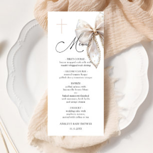 Elegant Bow Baptism Baby Shower Menu