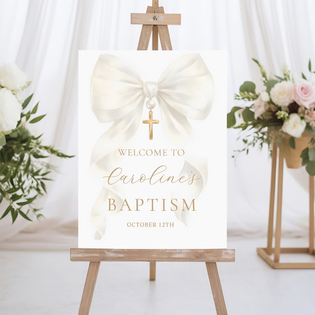 Elegant Bow Baptism Welcome Foam Board (Creator Uploaded)