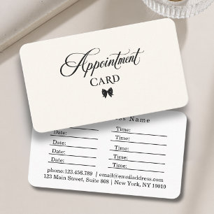 Elegant Bow Black Beige Salon Appointment Card