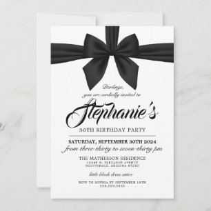 Elegant Bow Black Tiffany Birthday Invitation