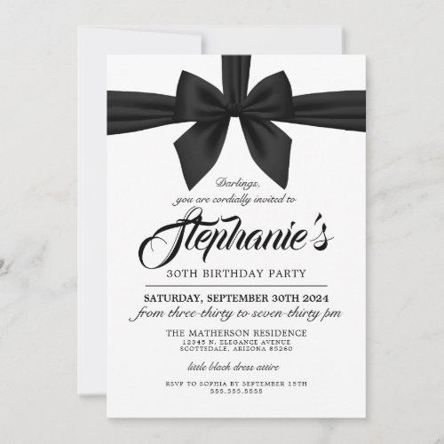Elegant Bow Black Tiffany Birthday Invitation