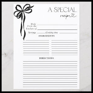 Elegant Bow Black Watercolor Bridal Shower Recipe