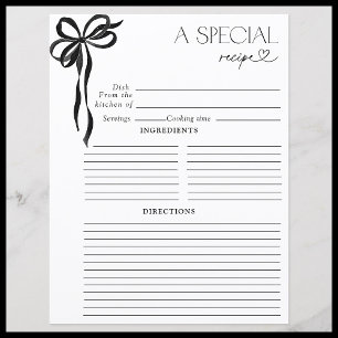 Elegant Bow Black Watercolor Bridal Shower Recipe