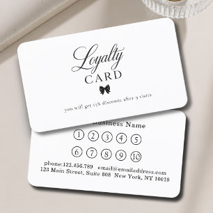 Elegant Bow Black White 10 Loyalty Cards