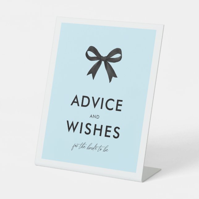 Elegant Bow Blue Advice and Wishes Pedestal Sign (Front)