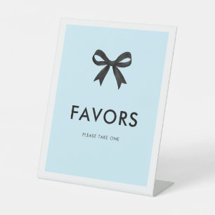 Elegant Bow Blue Bridal Shower Favors Pedestal Sign