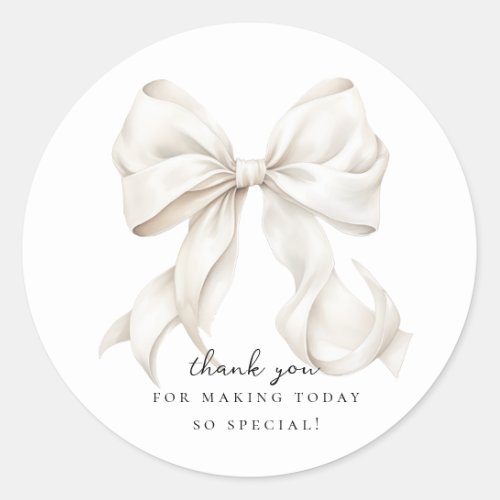 Elegant Bow Bridal Shower Gift Classic Round Sticker
