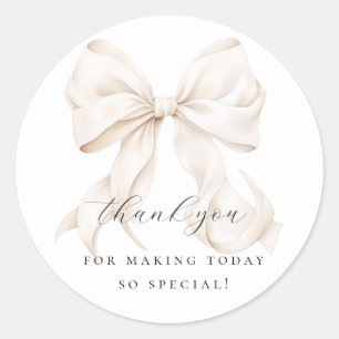 Elegant Bow Bridal Shower Gift Classic Round Sticker