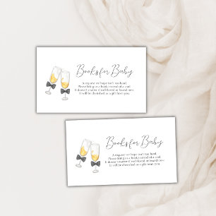 Elegant Bow Champagne Books For Baby Shower Enclosure Card