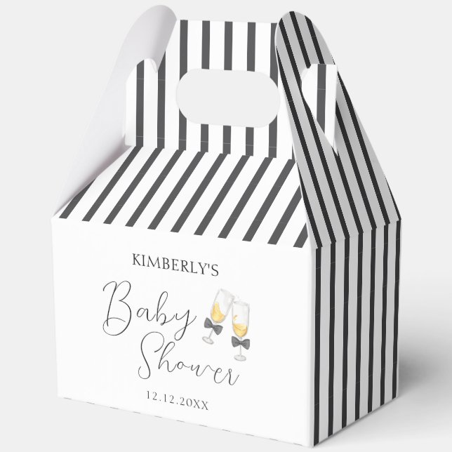 Elegant Bow Champagne  Sip & See Baby Shower Favor Boxes (Back)