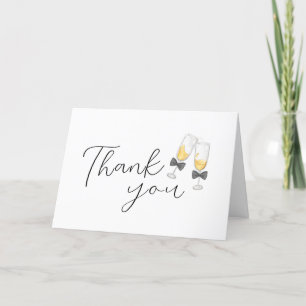 Elegant Bow Champagne  Sip & See Baby Shower Letterpress Thank You Card