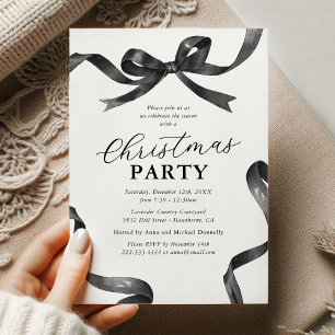 Elegant Bow Christmas Holiday Party Invitation