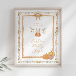 Elegant Bow Fall in Love Baby Shower Custom Sign
