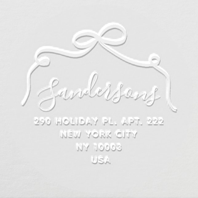 Elegant Bow Family Name Script Return Address Embosser (Design)