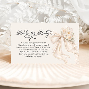 Elegant Bow Floral Baby Shower Books for Baby Enclosure Card