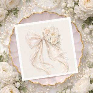 Elegant Bow Floral Baby Shower Napkins