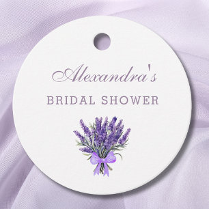 Elegant Bow Floral Lavender Bridal Shower Favor Tags