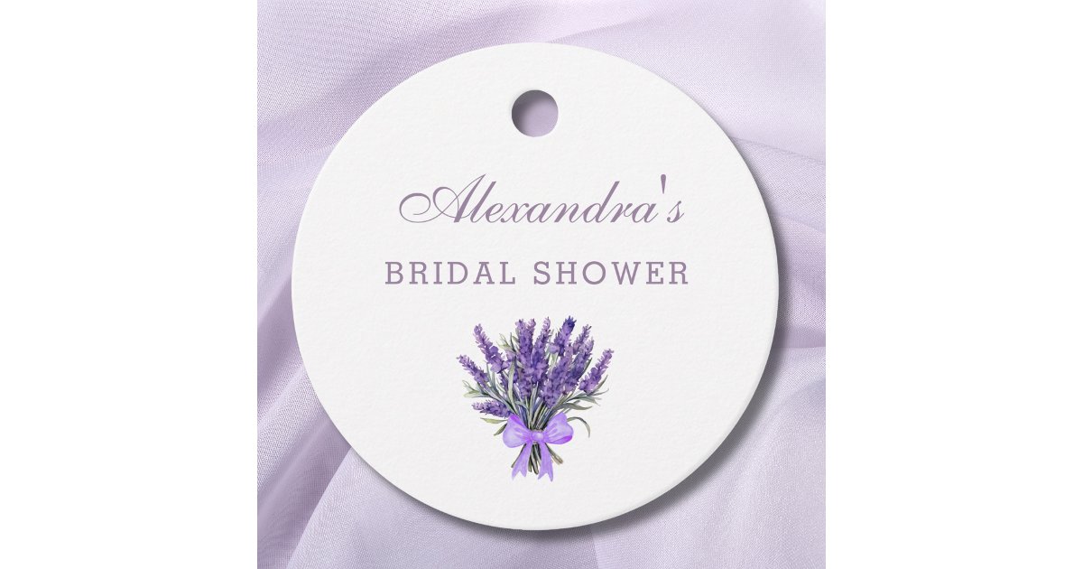 Elegant Bow Floral Lavender Bridal Shower Favor Tags | Zazzle