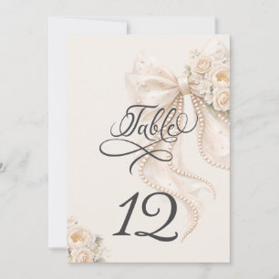Elegant Bow Floral Table Number
