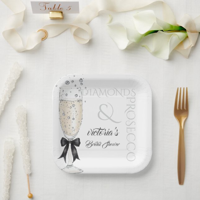 Elegant Bow Glass Bridal Shower  Paper Plates (Wedding)