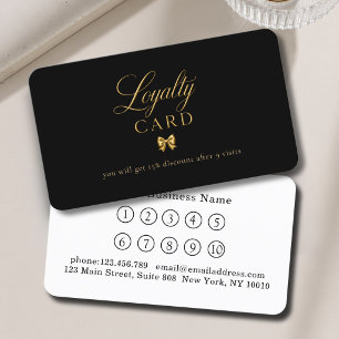 Elegant Bow Gold Black 10 Loyalty Cards