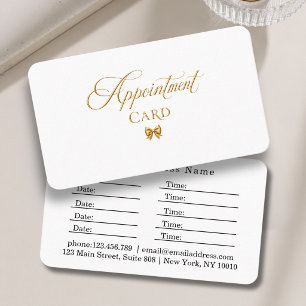 Elegant Bow Gold White Salon Appointment Card