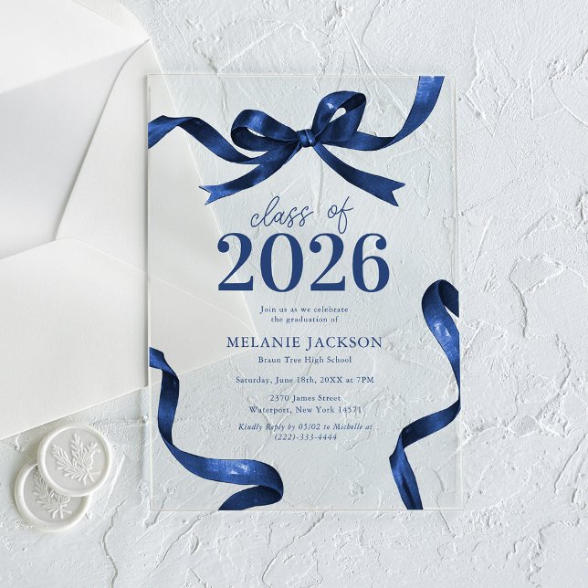 Elegant Bow Graduation Party Acrylic Invitations (Creator Uploaded)