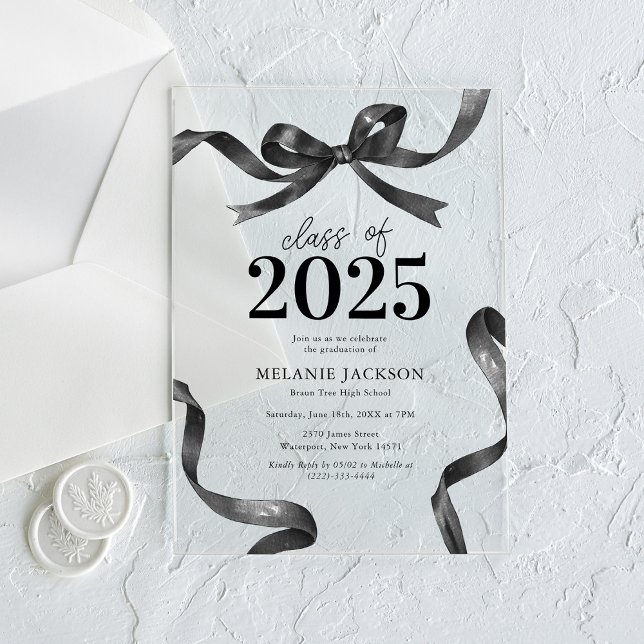 Elegant Bow Graduation Party Acrylic Invitations (Creator Uploaded)