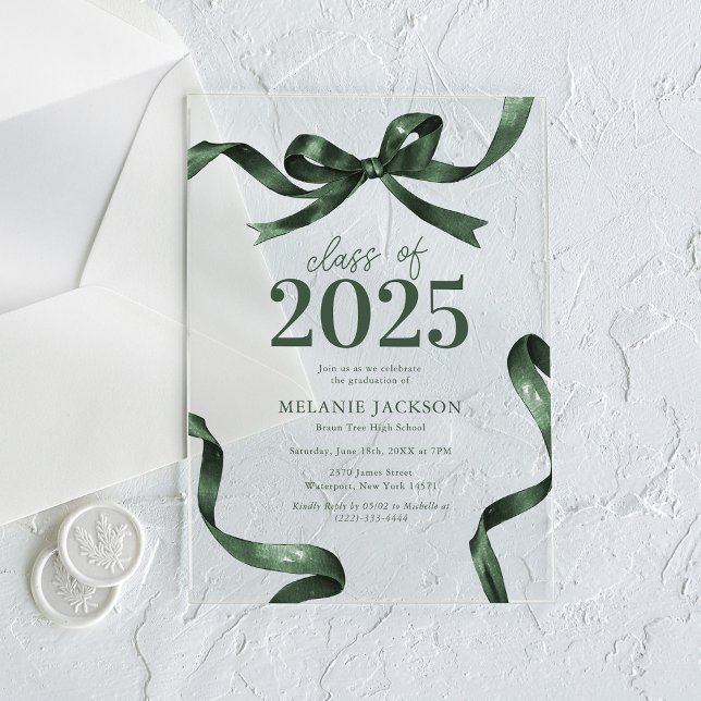 Elegant Bow Graduation Party Acrylic Invitations (Creator Uploaded)