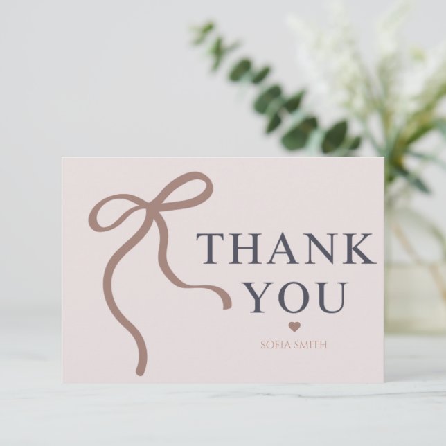 Elegant Bow Graduation Party  Thank You Card (Standing Front)