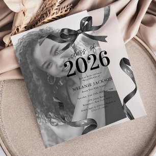 Elegant Bow Graduation Party Vellum Invitations