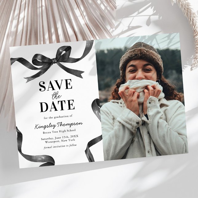 Elegant Bow Graduation Save the Date Announcement (Creator Uploaded)