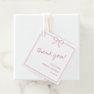 Elegant Bow Hand Drawn Bridal Shower Thank You Favor Tags