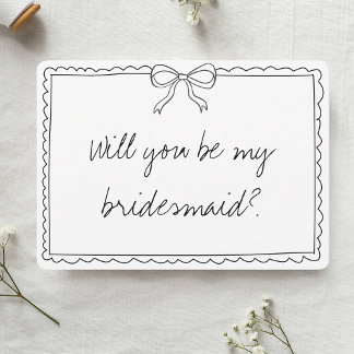 Elegant Bow Handwritten Bridesmaid Proposal Card