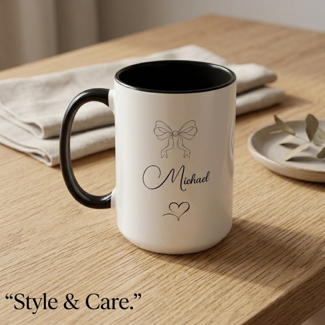 Elegant Bow & Heart Personalized Design Mug (Elegant Bow & Heart Personalized Design Mug)