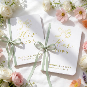 Elegant Bow His and Hers Wedding Foil Vow Books