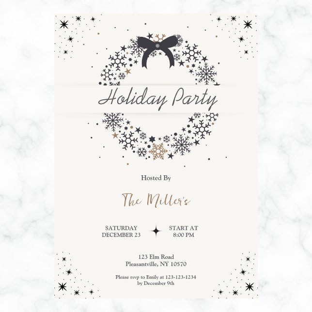 Elegant Bow Holiday Christmas Party Invitation (Creator Uploaded)
